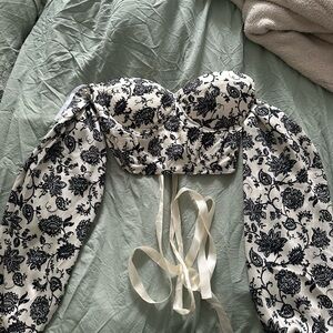 SHEIN Black and White Floral Top